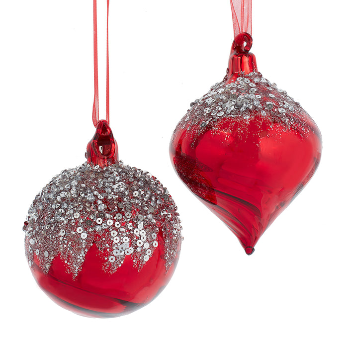 3-inch shiny red glass Christmas ornaments