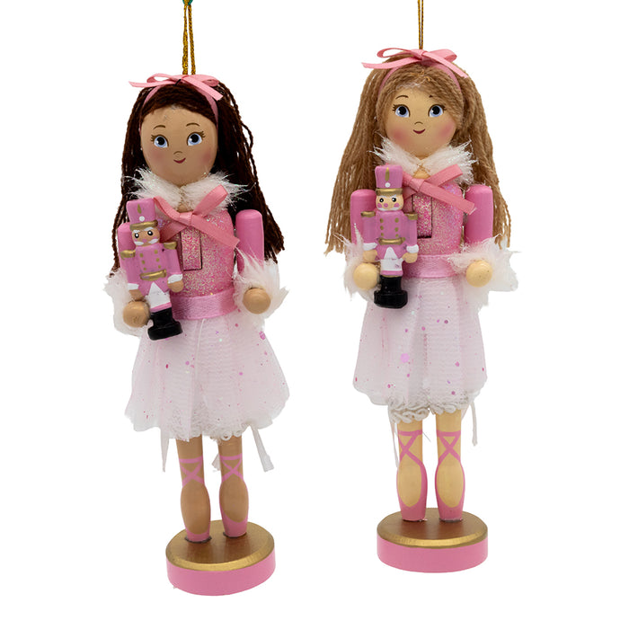 6-inch Clara nutcracker Christmas ornaments blonde and brunette