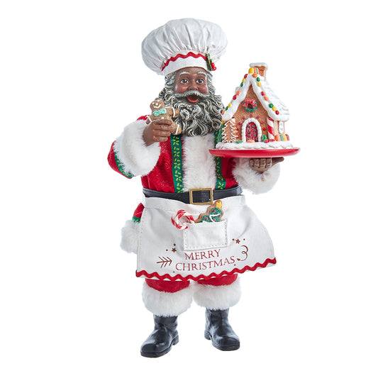 10.5" Fabriché™ African American Gingerbread Chef Santa – Festive Christmas Figure