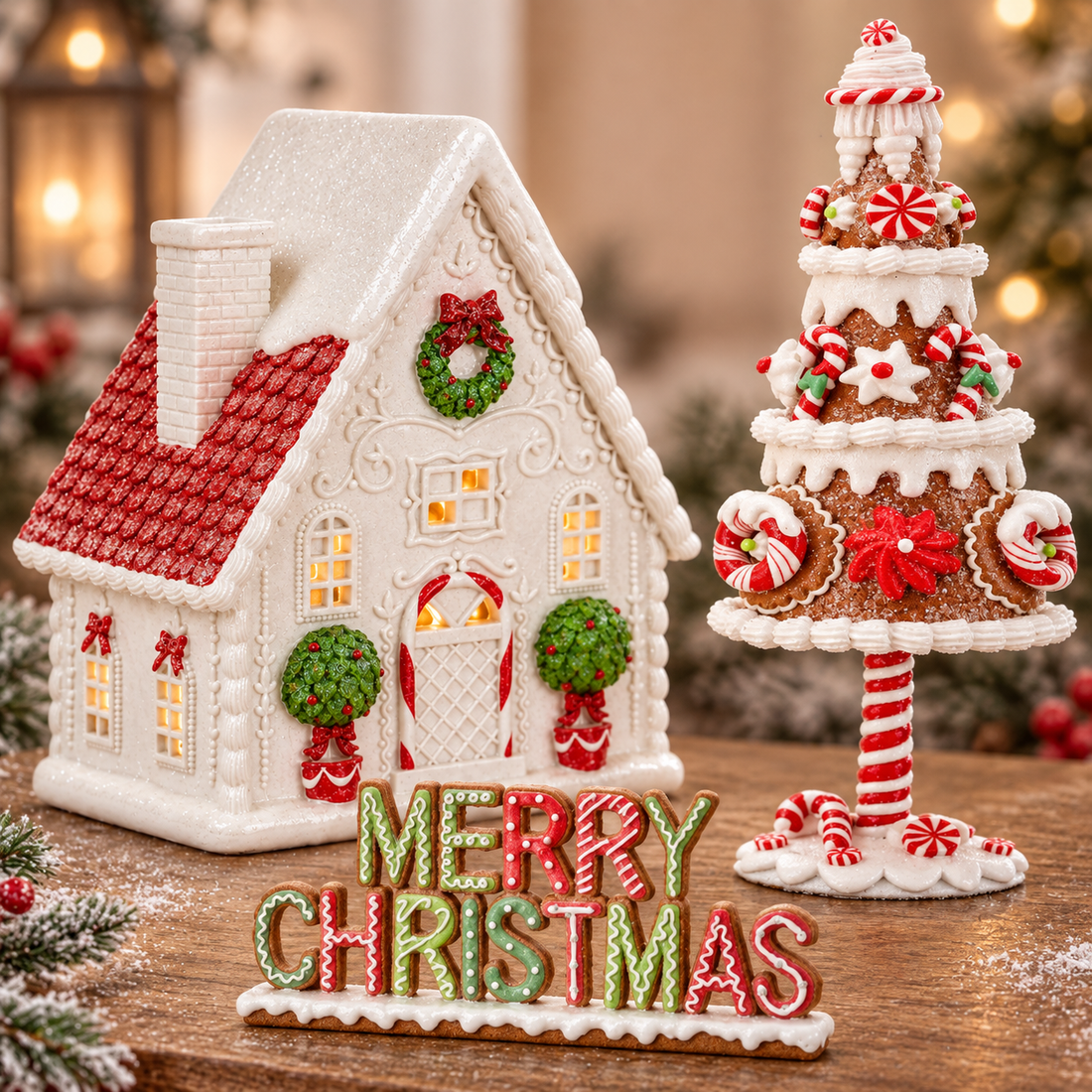 Close-up details of the three-piece Gingerbread Christmas Bundle