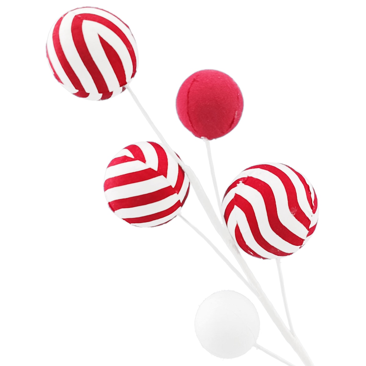 31″ Red & White Peppermint Ball Pick –  Candy Christmas Decoration Stem