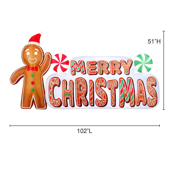 8.5'Wide Gingerbread Merry Christmas Sign Inflatable