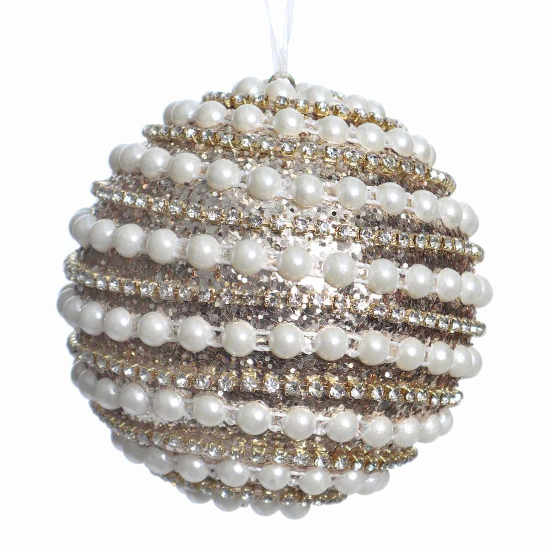 Gold pearl ball Christmas ornament, 4.1 inches; listing includes two