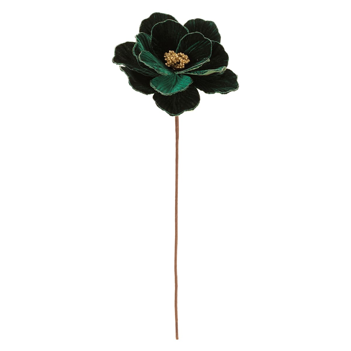 23" Green Velvet Peony Stem – Elegant Holiday Floral Pick
