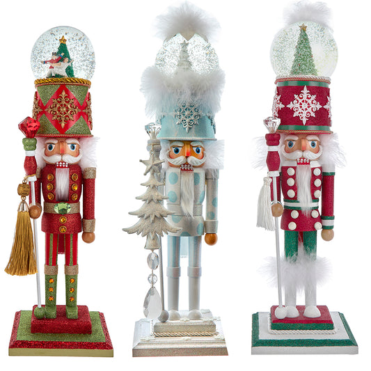 21"Nutcracker Soldier with Water Globe Hat: Festive Holiday Decoration with Charming Details