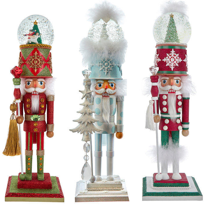 21-inch nutcracker soldier with water globe hat