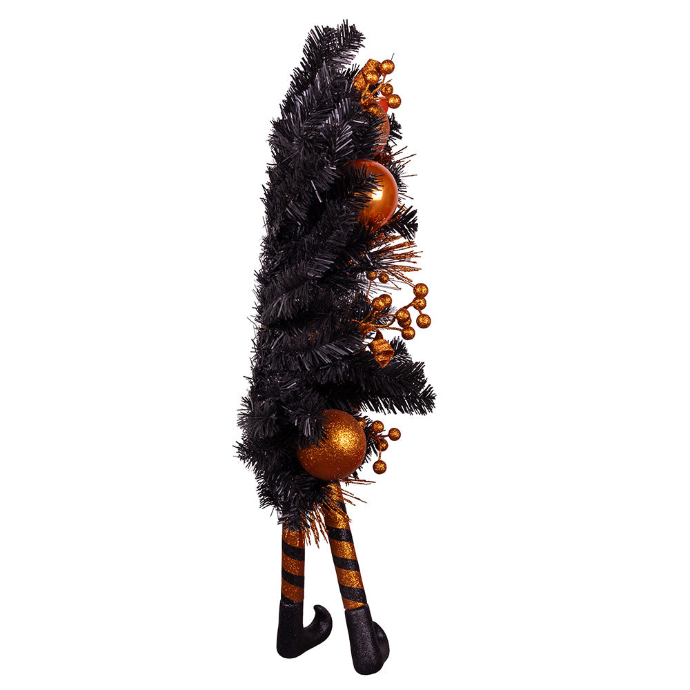 Alternate view of 33-inch black witch-themed Halloween wreath