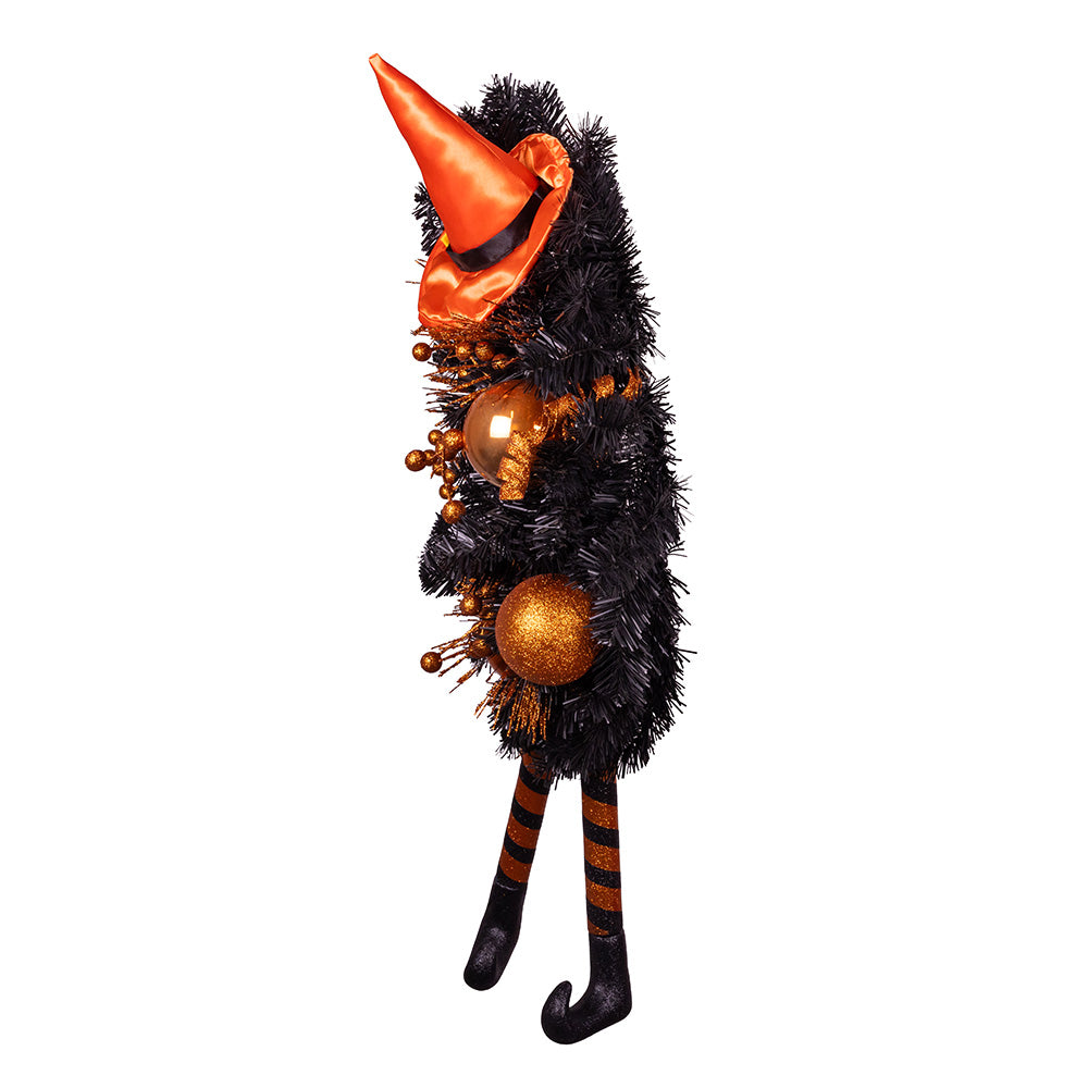 33-inch black Halloween wreath with witch-themed accents