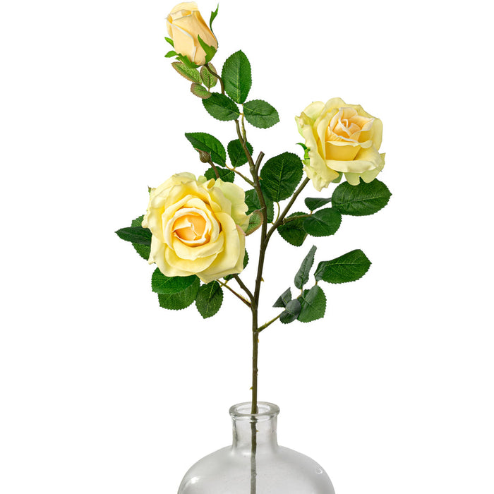 30" Yellow Rose Spray – Realistic Faux Floral Stem