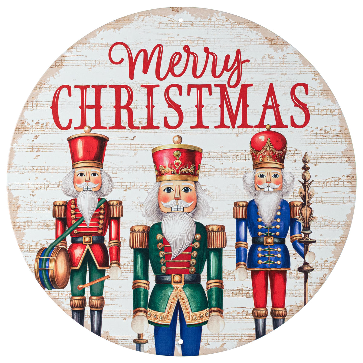 12" Nutcracker Metal Wall Sign – Vintage Merry Christmas Holiday Accent