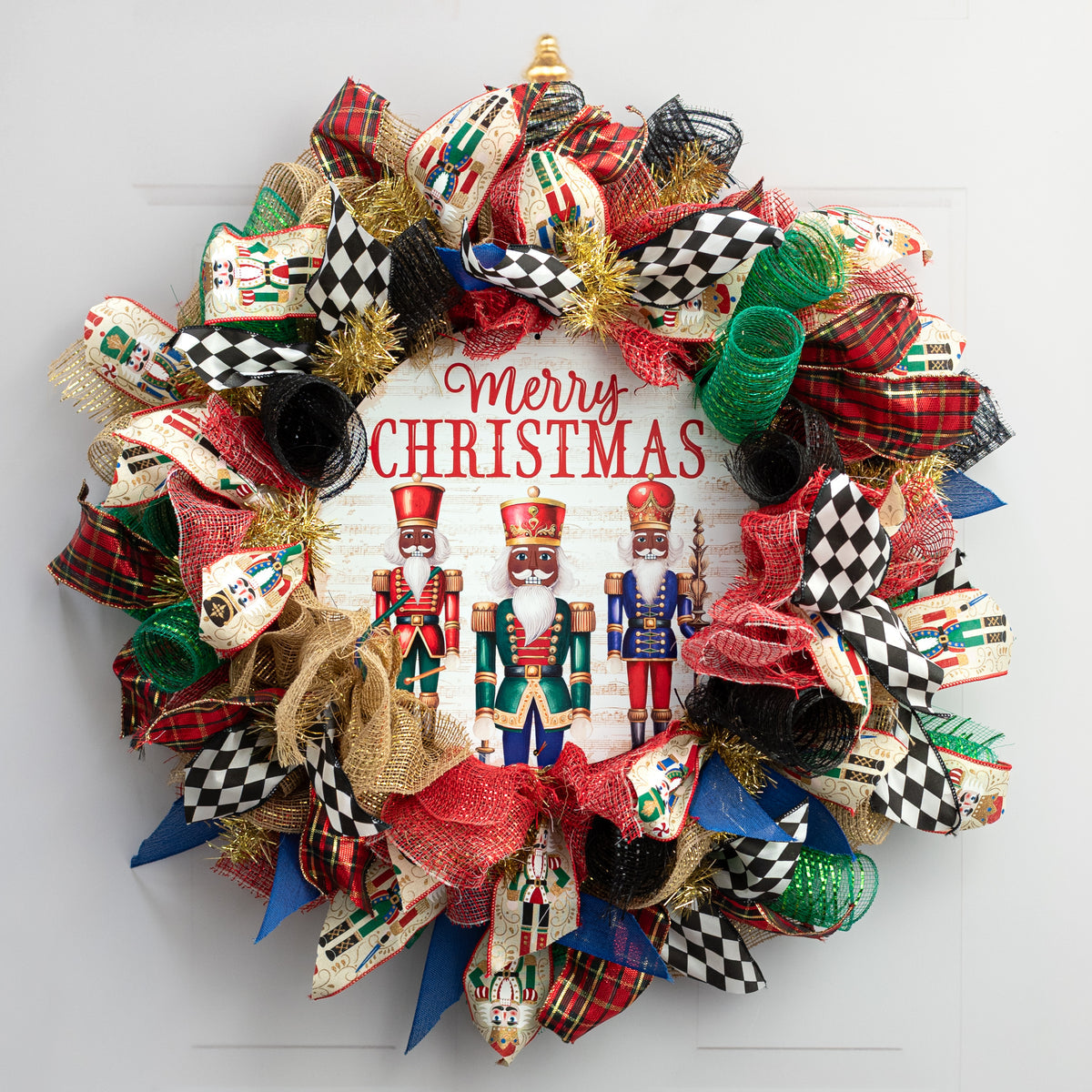 12″ African Amarican Merry Christmas Nutcracker Metal Sign – Holiday Wall or Wreath Accent