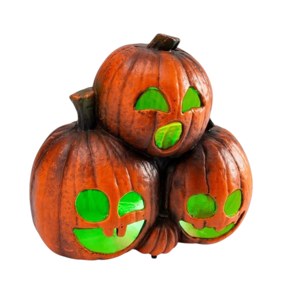 11.5-inch LED stacked jack-o'-lantern trio Halloween decoration with sound