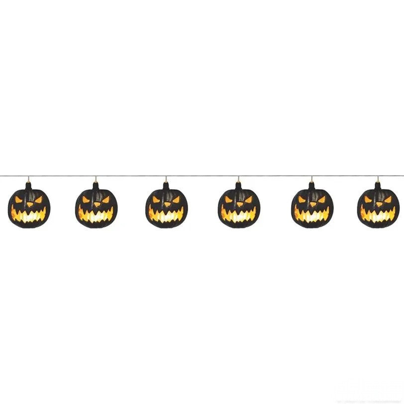 40-inch jack-o'-lantern Halloween string lights with black pumpkin covers