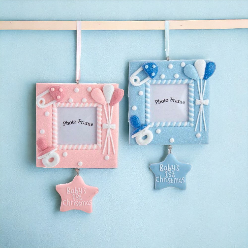 5.25" Baby's 1st Christmas Picture Frame Ornament – product image 1