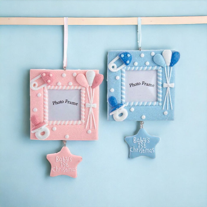 5.25" Baby's 1st Christmas Picture Frame Ornament – product image 1