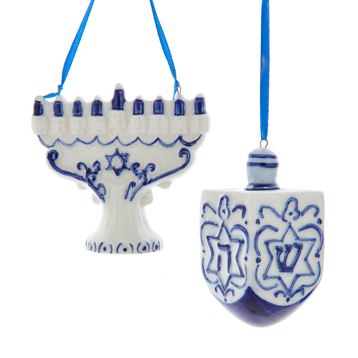 3-inch porcelain Hanukkah ornaments set of 2