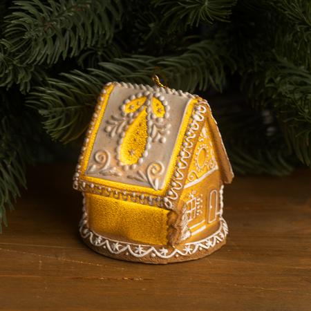 3.15” LED Frosted Gingerbread House Hanging Ornament - Festive Christmas Décor