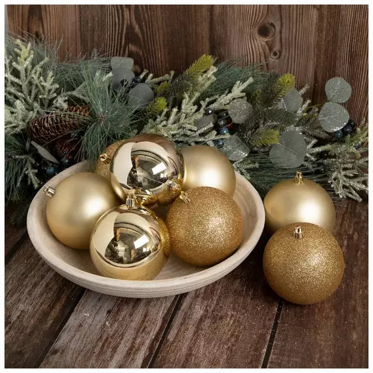 Medium set of 18 100mm Gold Christmas ball ornaments
