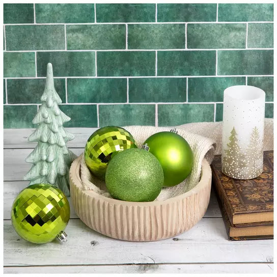 Medium set of 18 100mm Lime Christmas ball ornaments