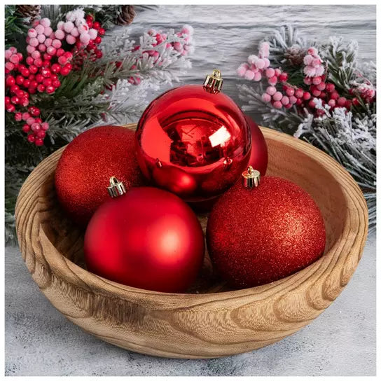 Medium set of 18 100mm Red Christmas ball ornaments