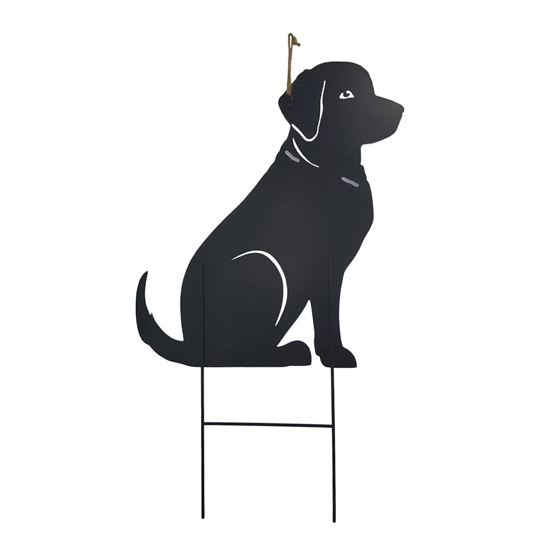 Black metal dog garden stake alternate view