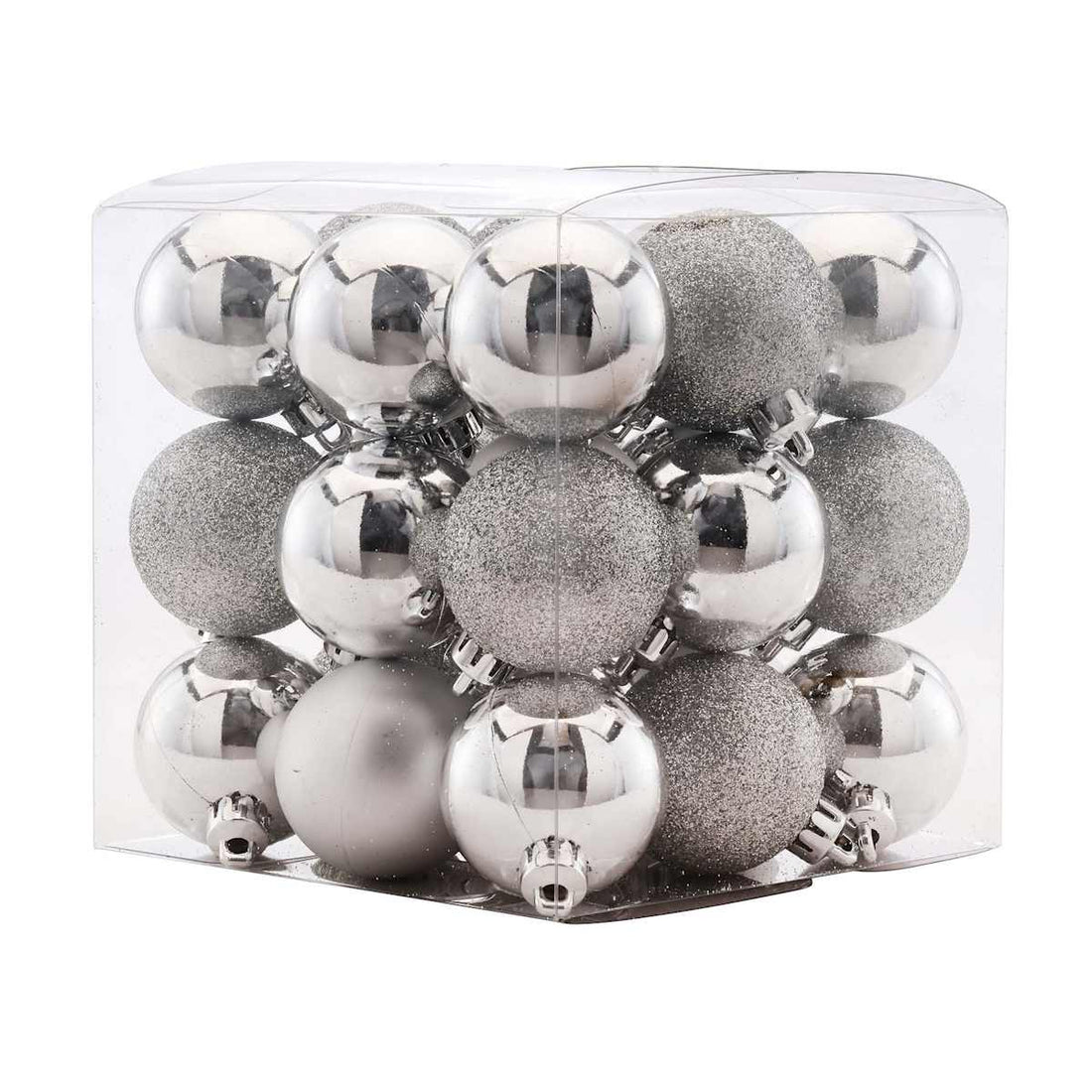 Set of 27 Silver shatterproof 40mm Christmas ball ornaments
