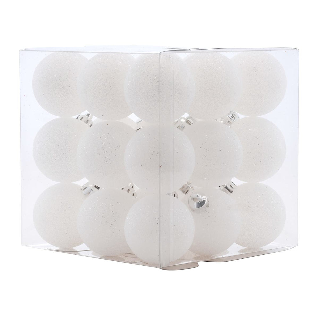 Set of 27 White shatterproof 40mm Christmas ball ornaments