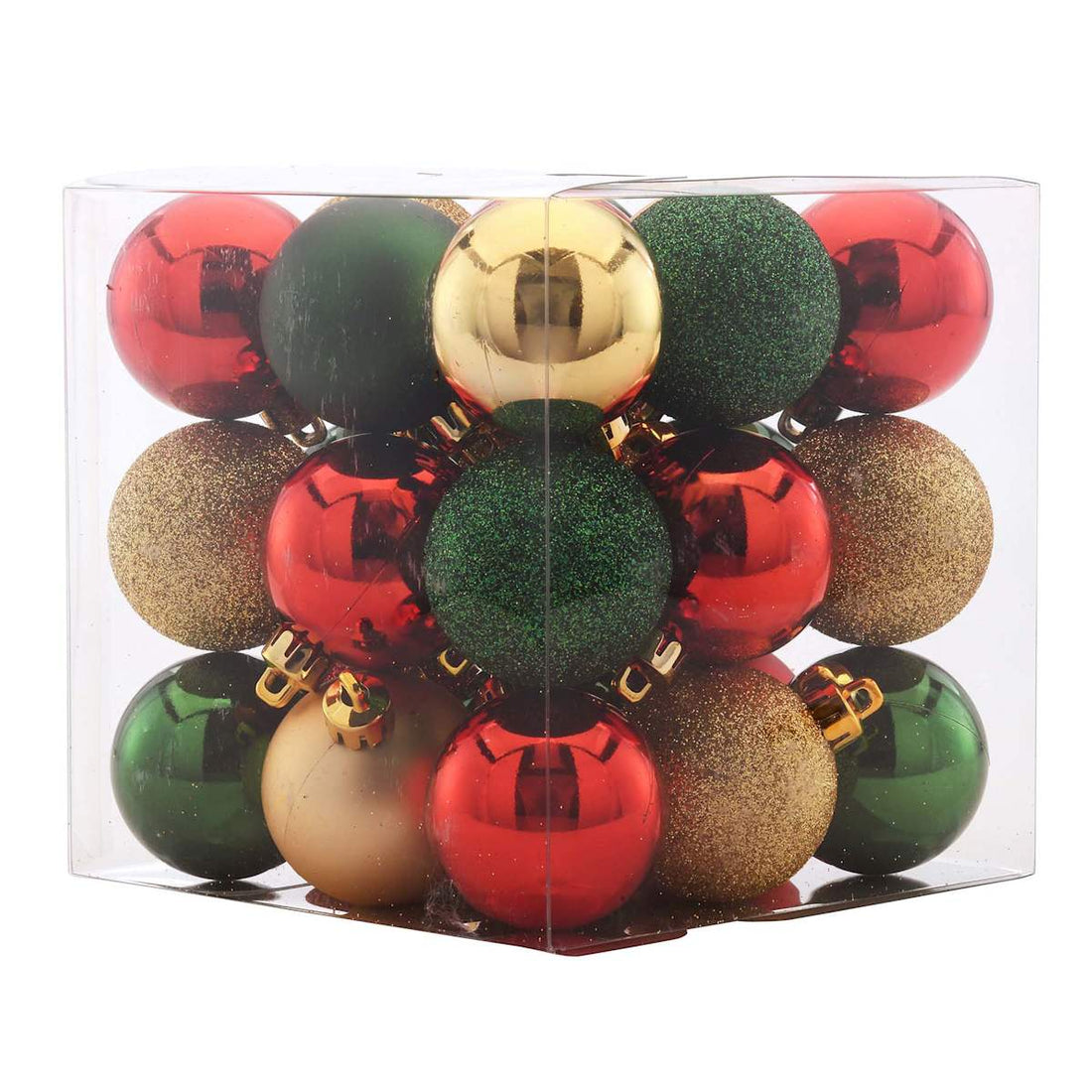 Set of 27 Red/Green/Gold Mix shatterproof 40mm Christmas ball ornaments