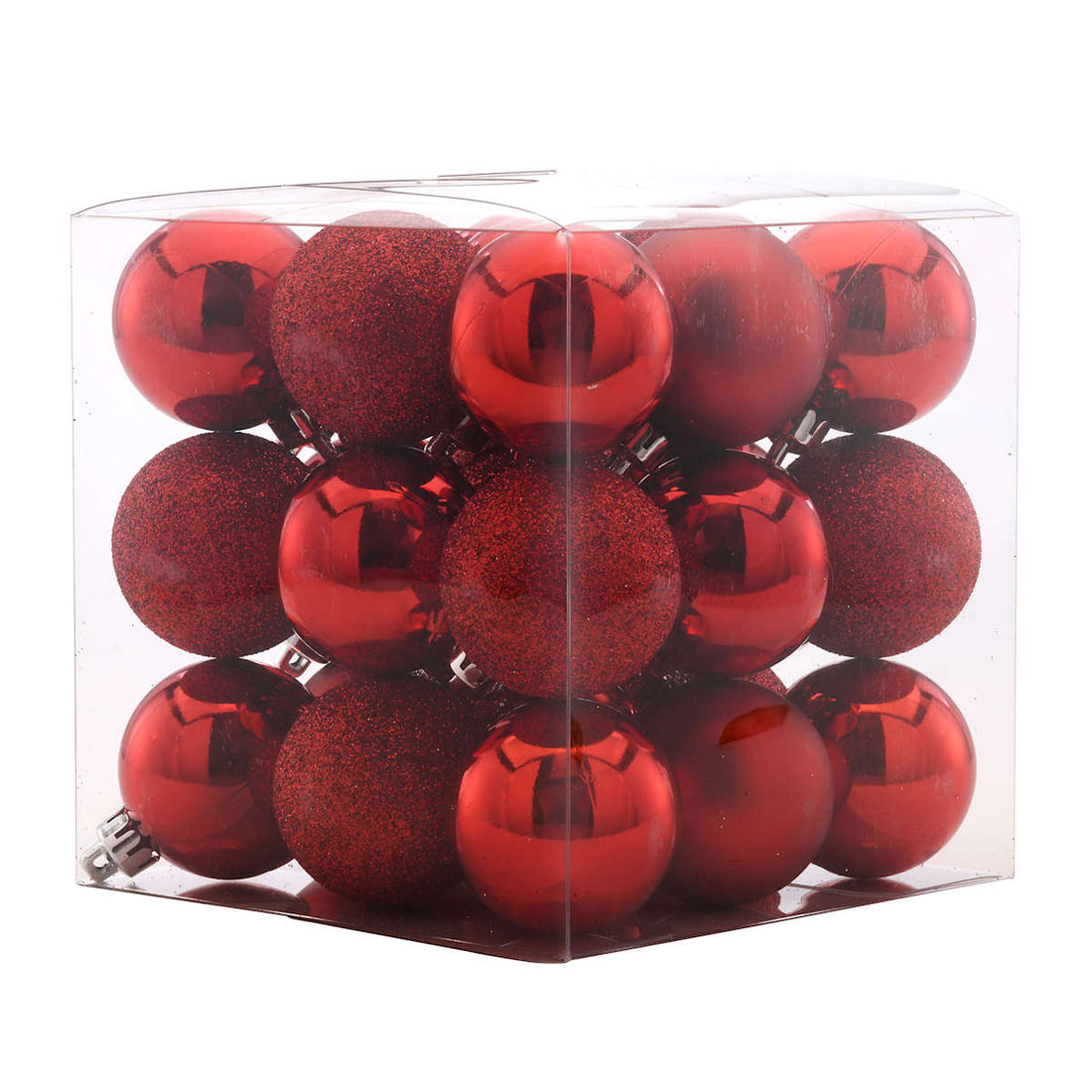 Set of 27 Red shatterproof 40mm Christmas ball ornaments