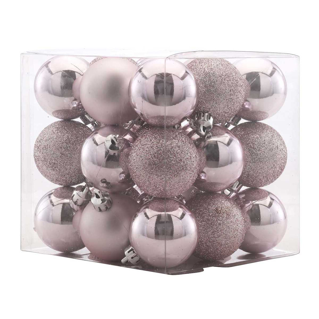 Set of 27 Pink shatterproof 40mm Christmas ball ornaments