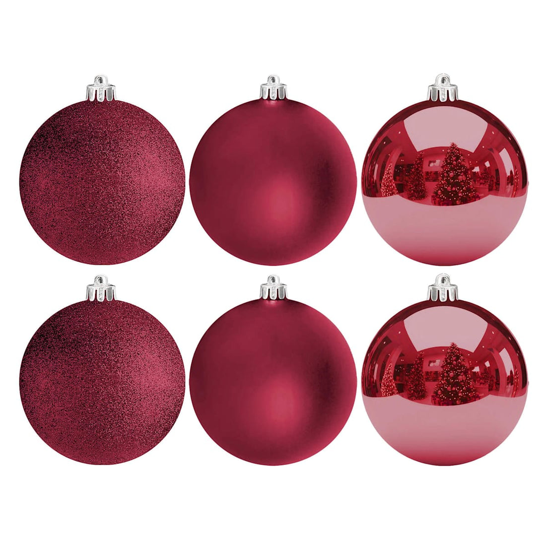 Set of six Burgundy 100mm Christmas ornaments