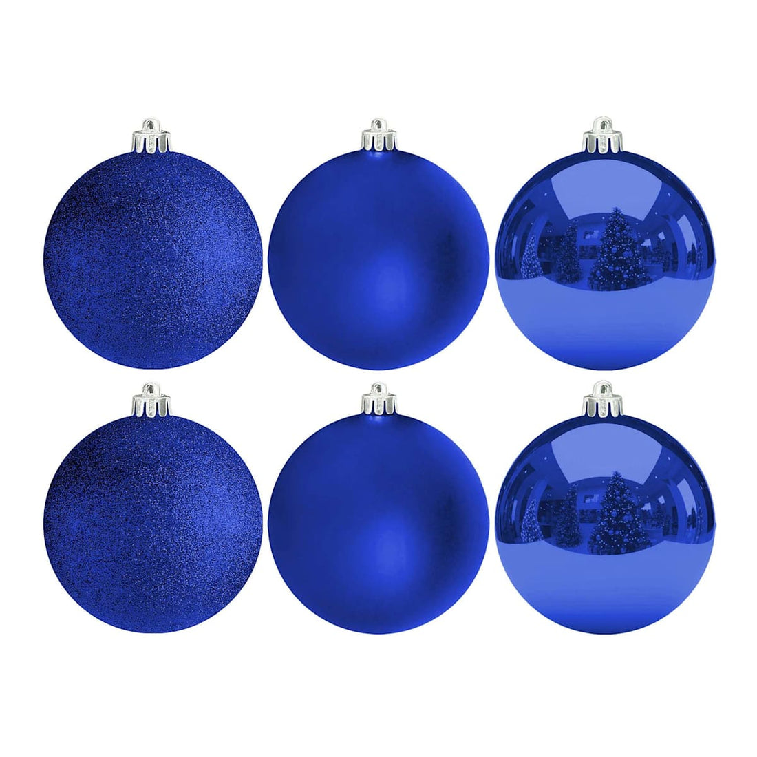 Set of six Blue 100mm Christmas ornaments