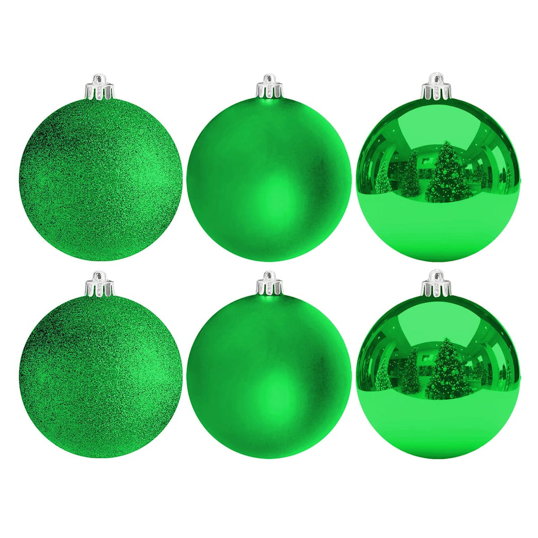 Set of six Green 100mm Christmas ornaments
