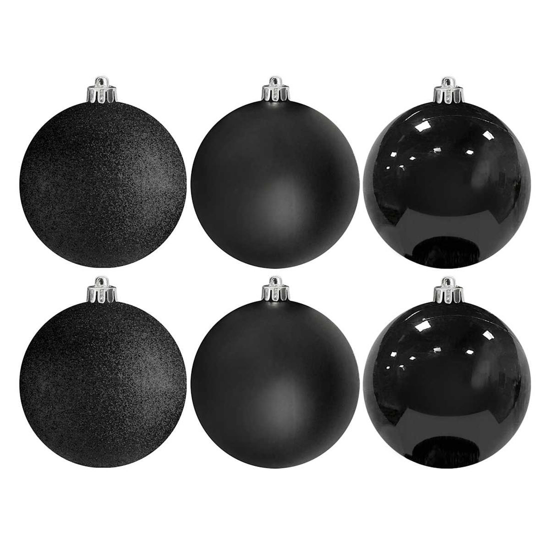 Set of six Black 100mm Christmas ornaments