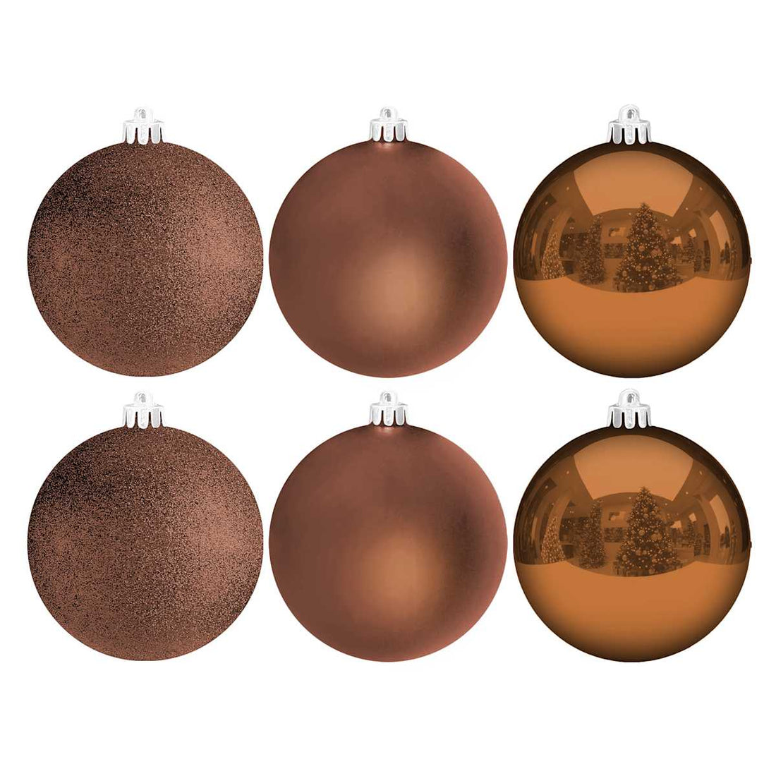 Set of six Brown 100mm Christmas ornaments