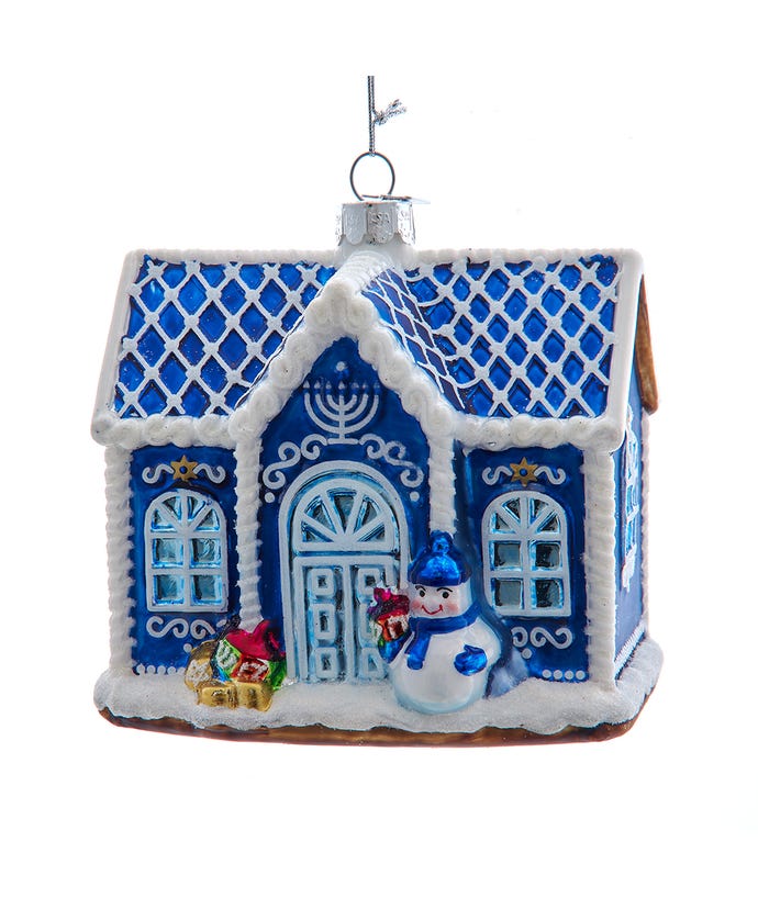 4.5" Noble Gems Glass Hanukkah House Ornament – product image 1