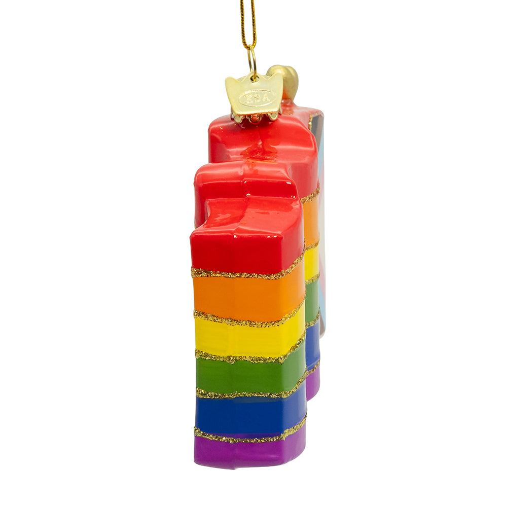 3.5" Glass Pride Flag Holiday Ornament – product image 2
