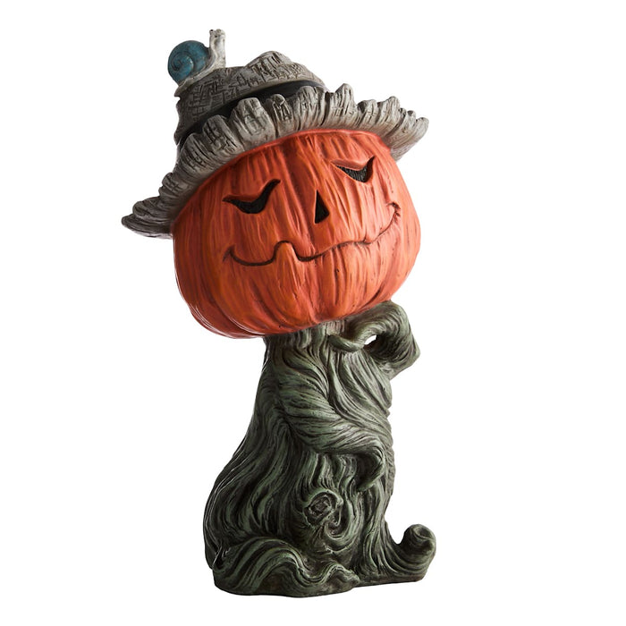 Orange pumpkin tree man Halloween resin figurine with jack-o'-lantern head