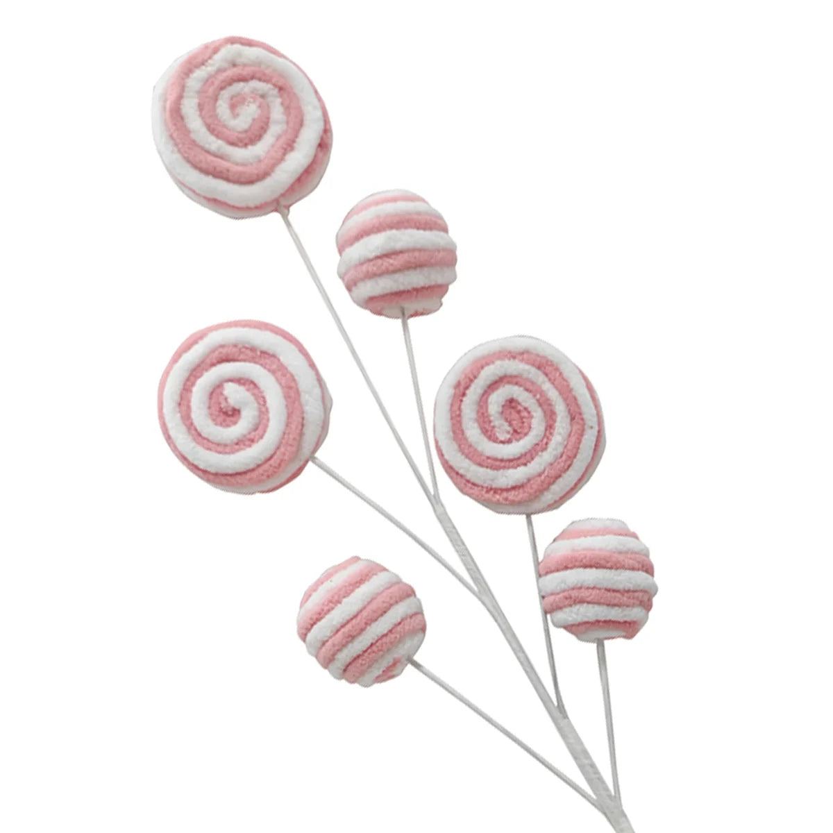 24″ Pastel Pink & White Peppermint Candy Pick – Mrs. Claus Bakery Christmas Lollipop Stem