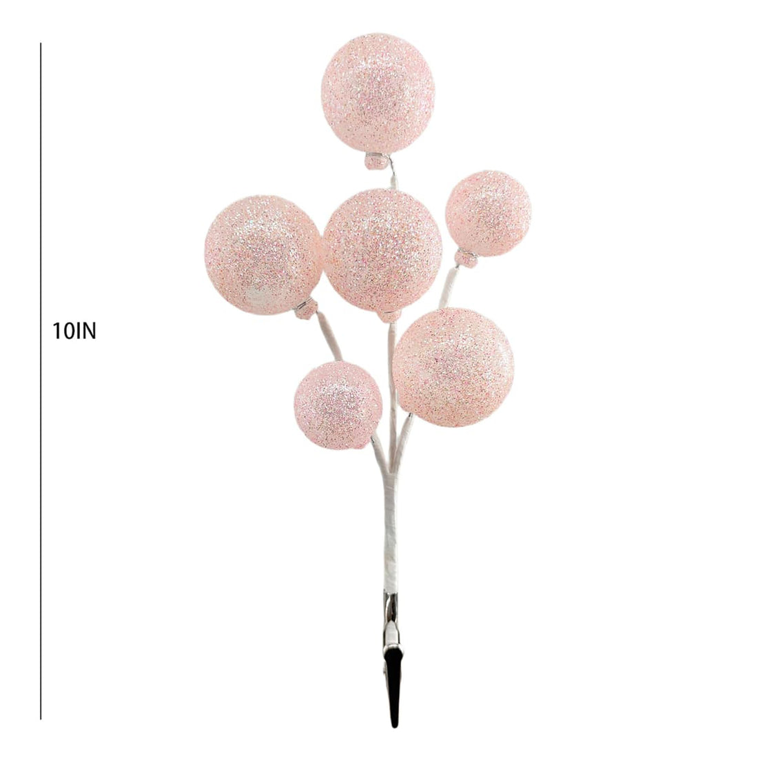 Pink glittered ball clip Christmas ornament, 10 inches