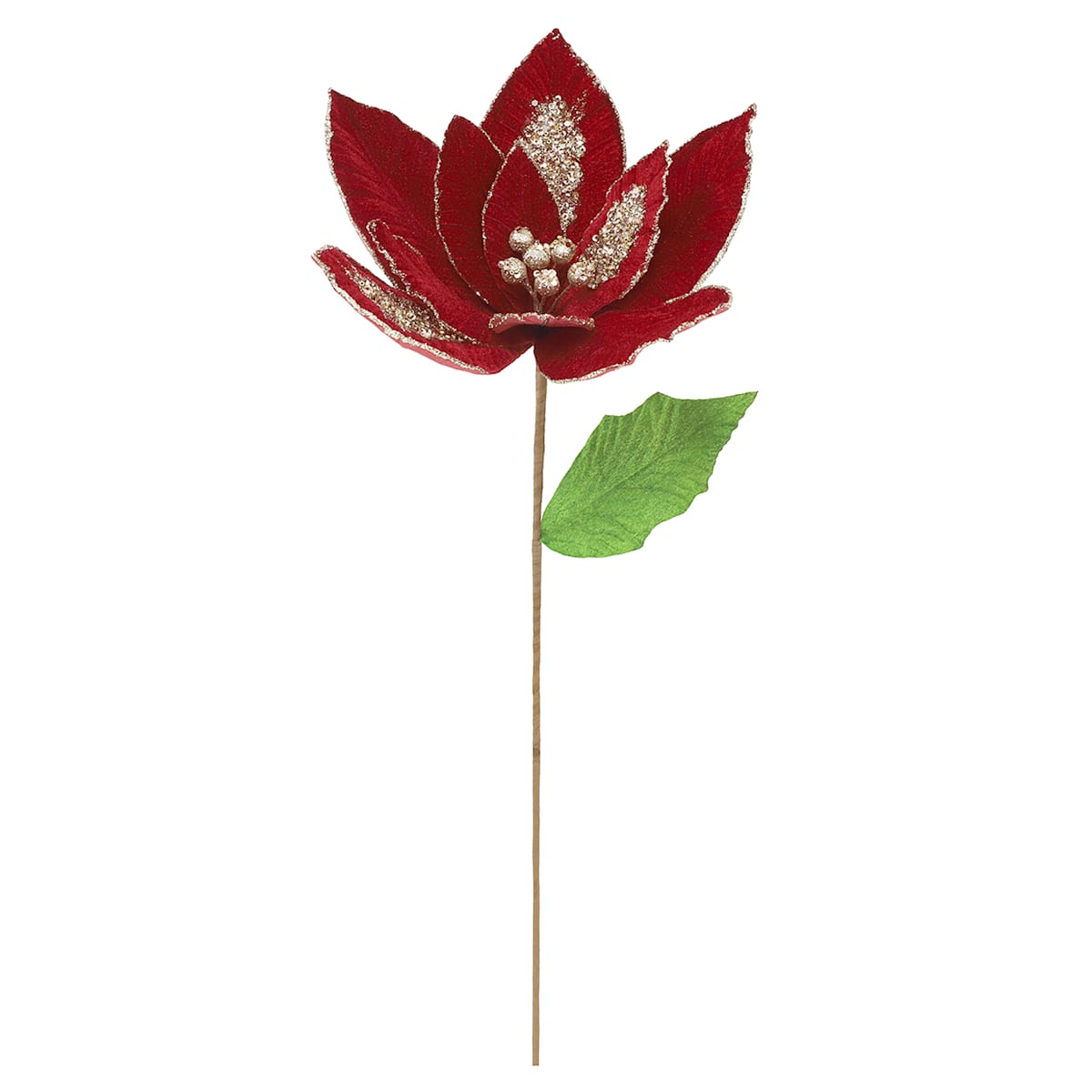25″ Poinsettia Stem – Elegant Christmas Floral Pick