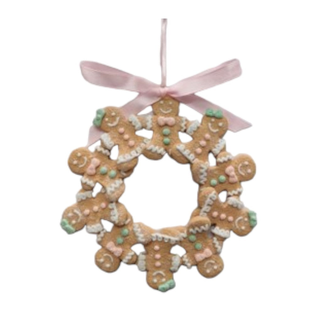 5.3-inch pastel gingerbread wreath Christmas ornament