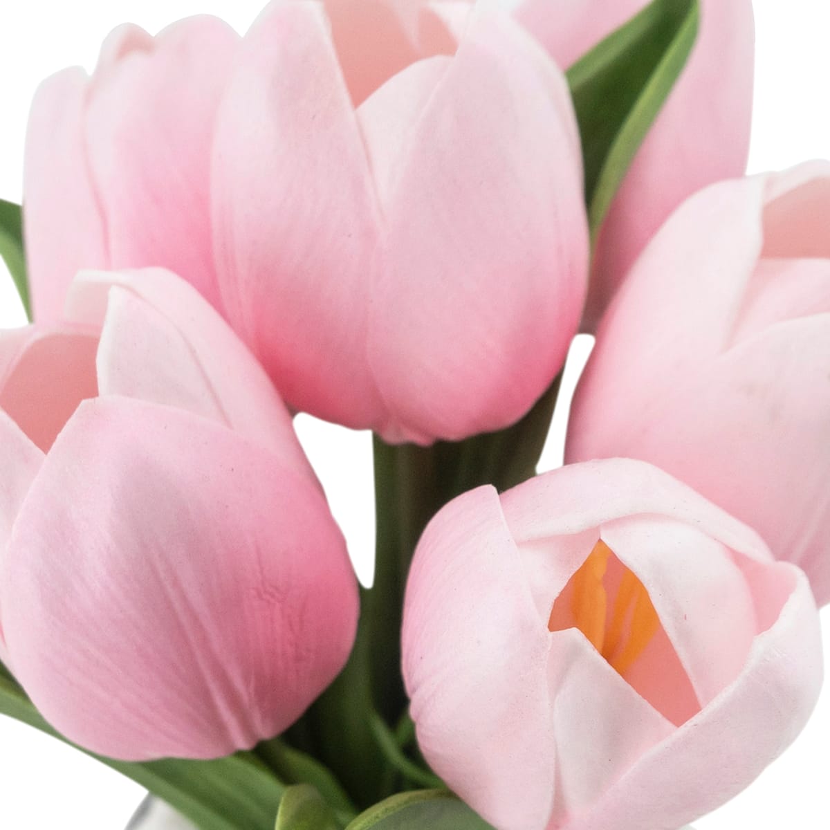 10" Real Feel Pink Tulip Arrangement in Ceramic Pot – Spring & Easter Home Decor