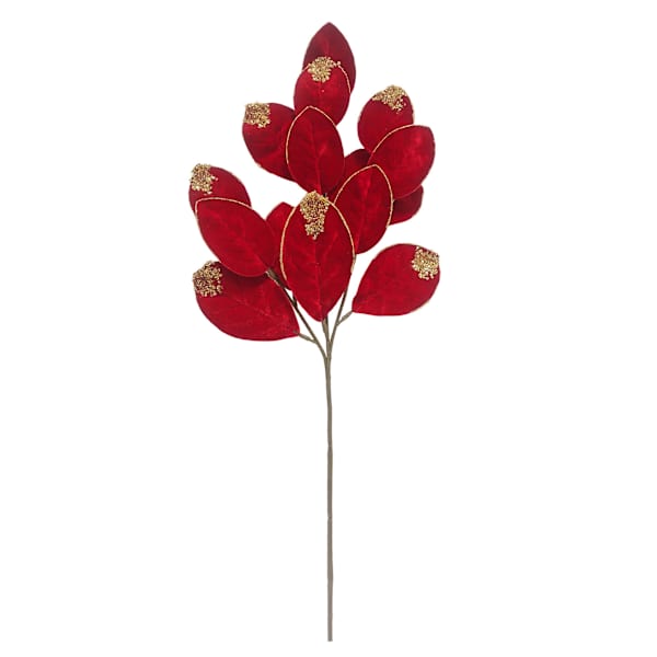 Red and gold glitter leaf pick, 23 inches; set includes two
