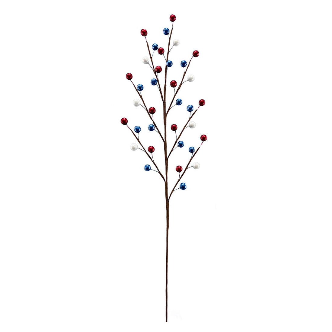 19-inch red white and blue metallic berry floral pick