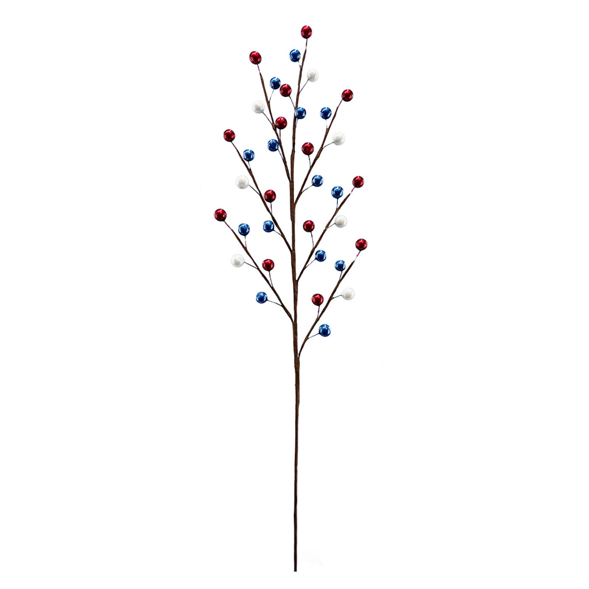 19"-Red White & Blue Metallic Berry Floral Pick