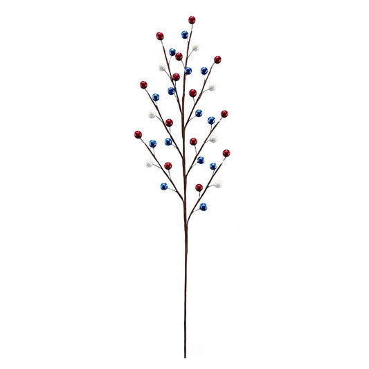 19"-Red White & Blue Metallic Berry Floral Pick