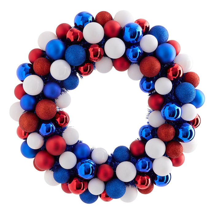 22-inch red white and blue patriotic ornament wreath