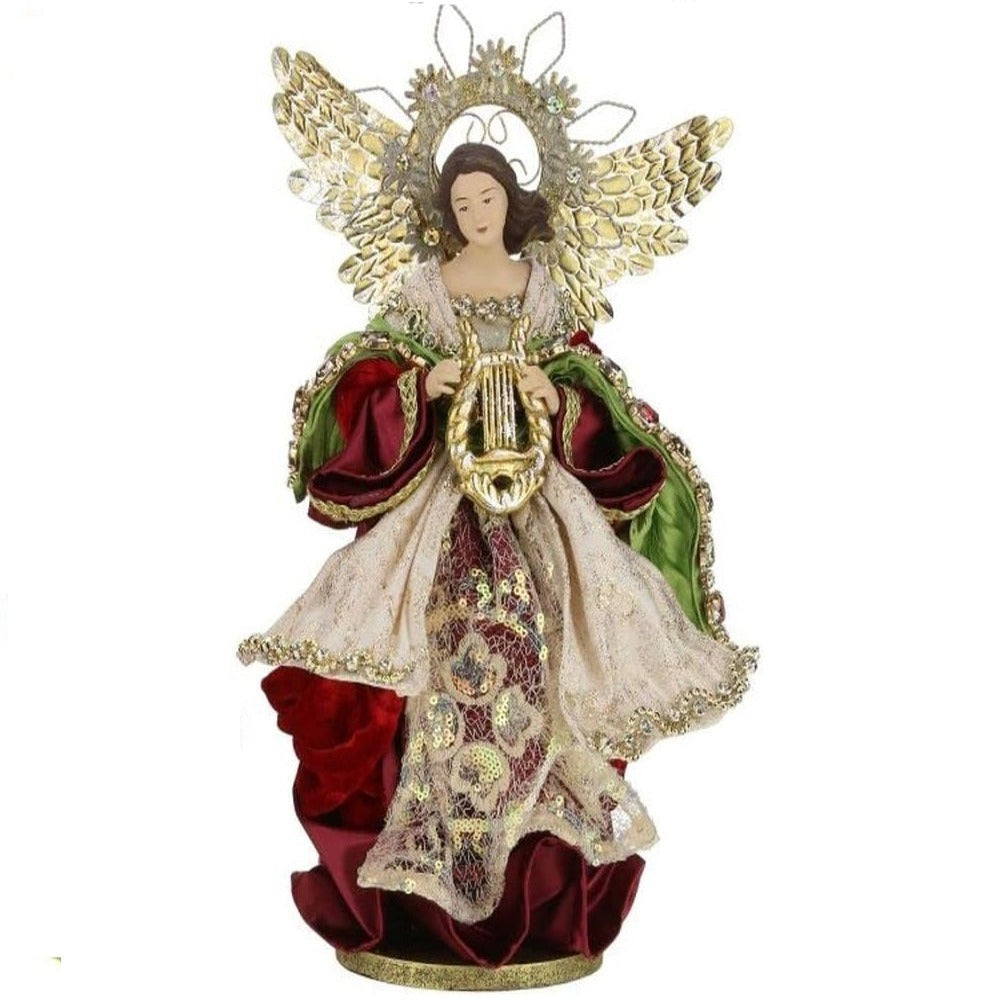 12.5" Elegant Angels with Musical Instruments – Set of 2 Christmas Figurines