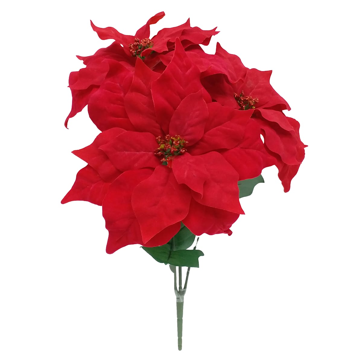 12.5" Poinsettia Bush Artificial Christmas Flowers for Trees, Wreaths & Centerpieces